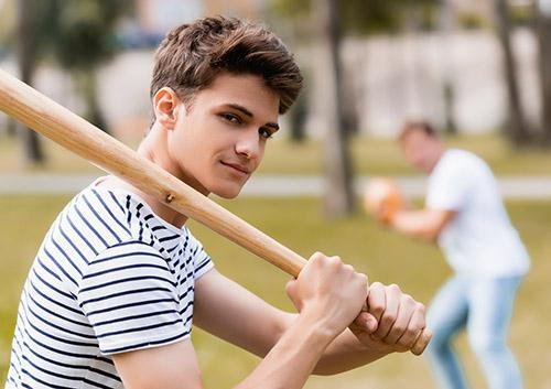 A person playing baseball
